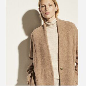 Vince Collarless Cardigan Coat - Heather Camel